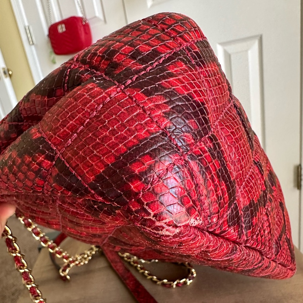 #43. Michael Kors Sloan Large QuiltedEmbossed-Leather ShoulderBag, RedSnakePrint - Picture 10 of 15